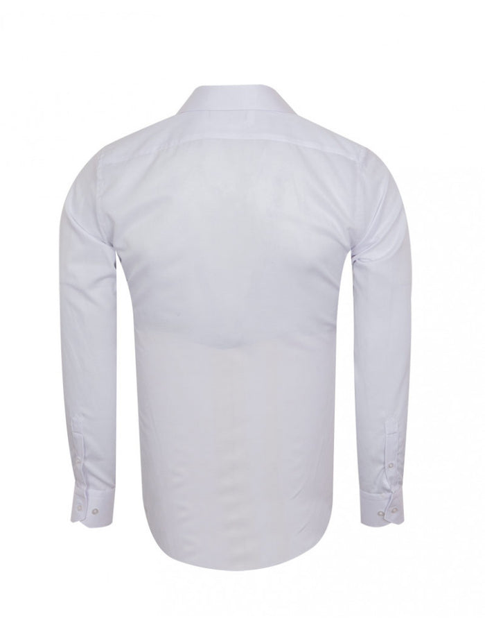 White Classic Twill Single Cuff Shirt-Makrom