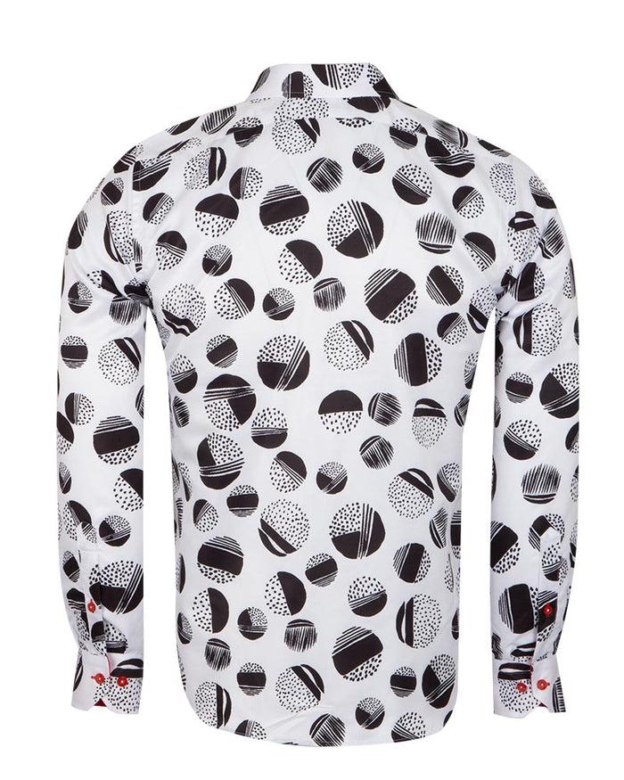 White Dotted Moon Print Men's Shirt-Makrom