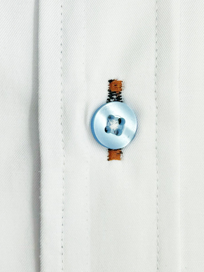 White Double Collar Dotted Print Shirt-Makrom