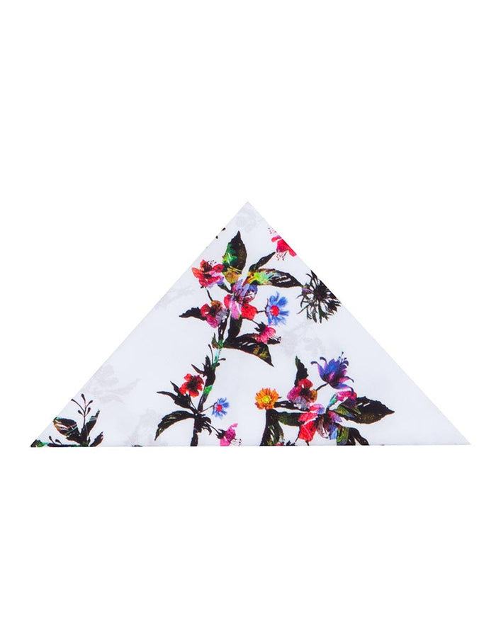 White Flowers Print Shirt with Matching Handkerchief-Makrom
