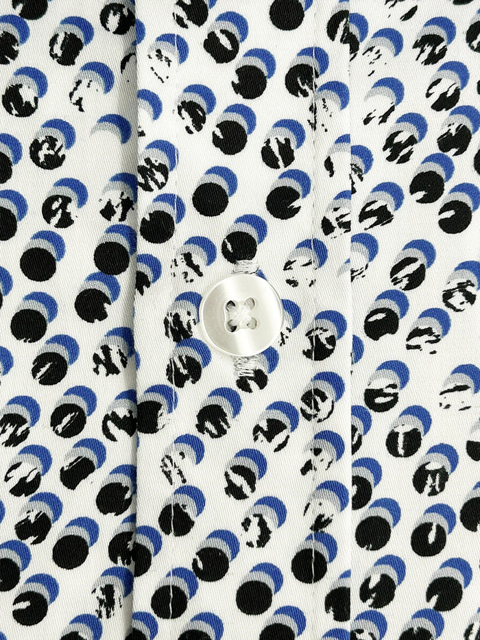 White Polka Dot Print Shirt with Matching Handkerchief-Makrom