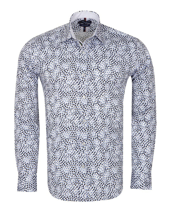 White Polka Dot Print Shirt with Matching Handkerchief-Makrom