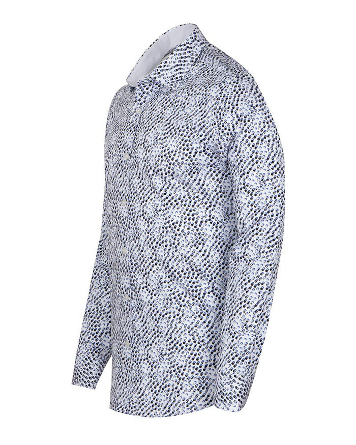 White Polka Dot Print Shirt with Matching Handkerchief-Makrom