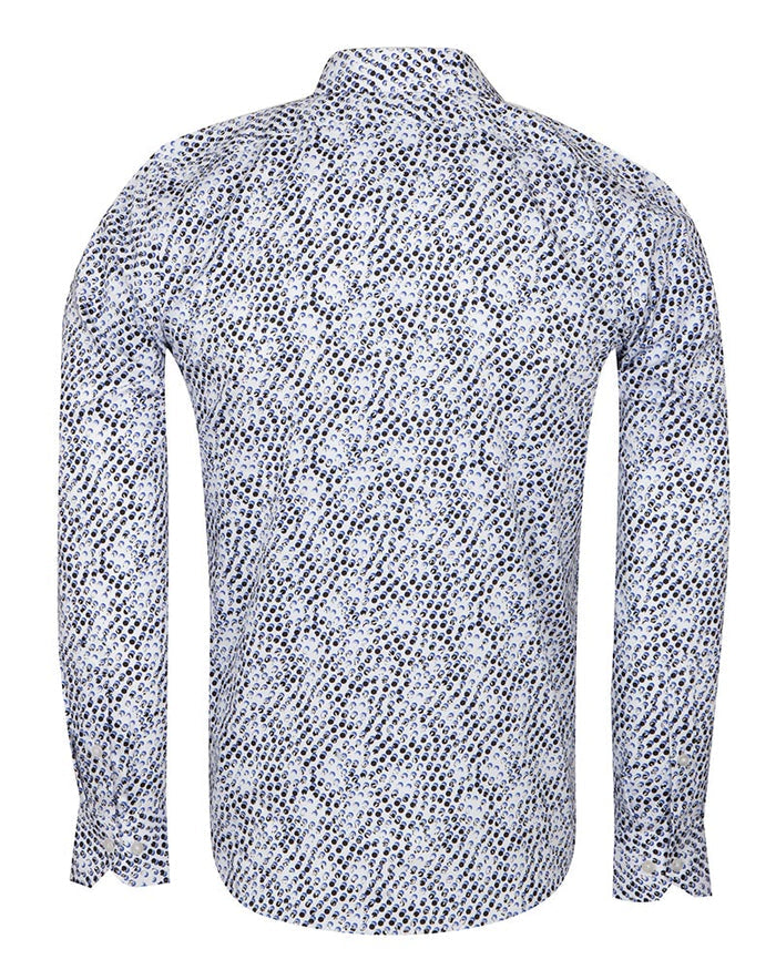 White Polka Dot Print Shirt with Matching Handkerchief-Makrom