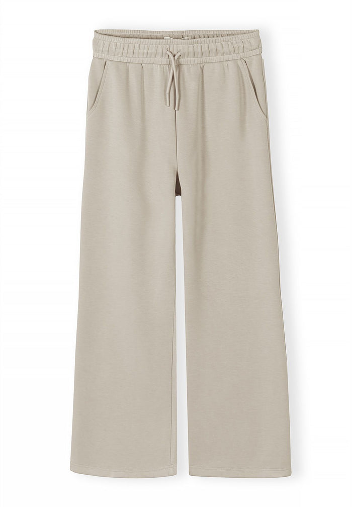 Wide Leg Joggers, Beige, Drawstring - 1