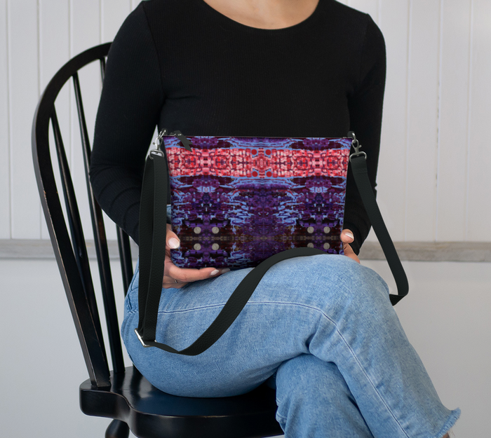 “Wisdom” Vegan Leather Crossbody (Purple, Pink)