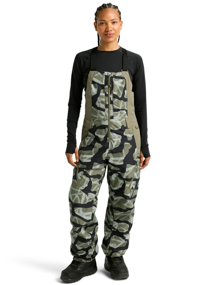 Product image of Women's Burton Reserve 2L Bib Pants[Variant:Graffiti Camo / Forest Moss]