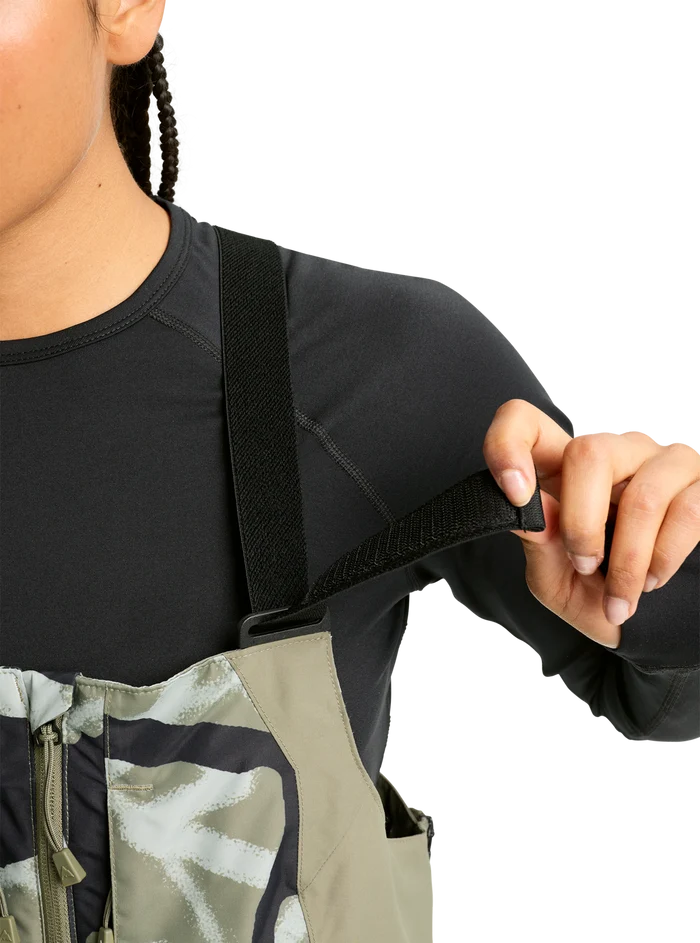 Product image of Women's Burton Reserve 2L Bib Pants[Variant:Graffiti Camo / Forest Moss]