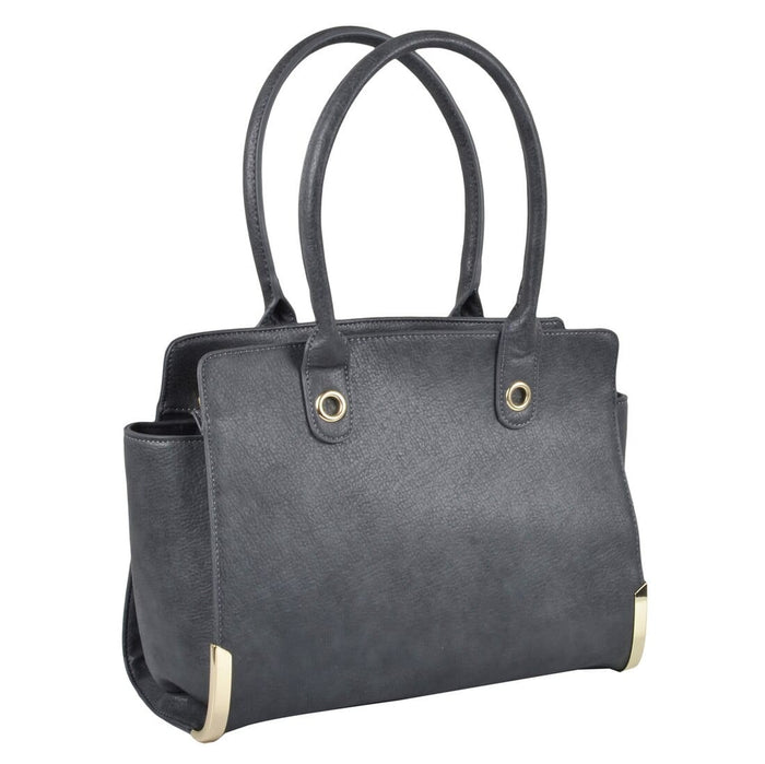 Womens Dakota PU Leather Handbag Shoulder Bag Fashion Tote Grey