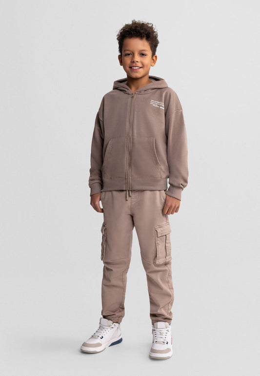 Zip Hoodies 2-Pack, Cream & Khaki, Slogan Print - 1